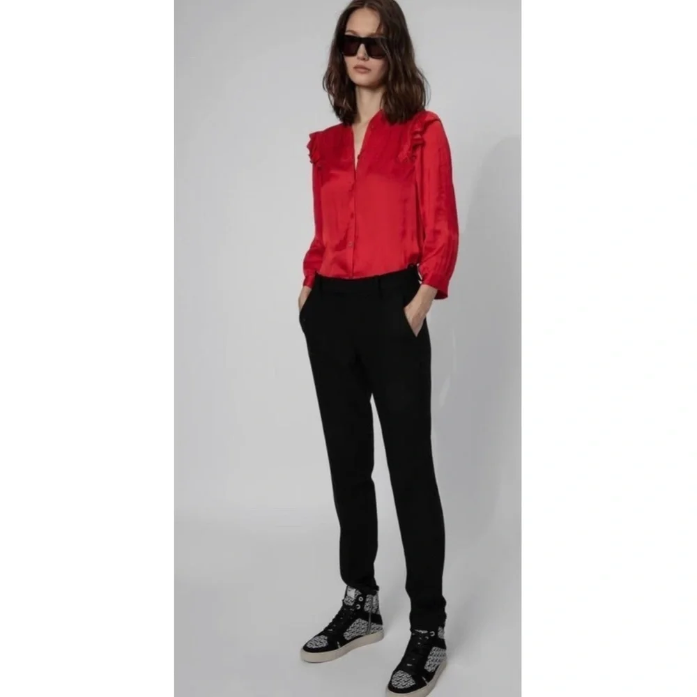 Zadig & Voltaire Tygg Satin Blouse in Red. - Picture 2 of 8